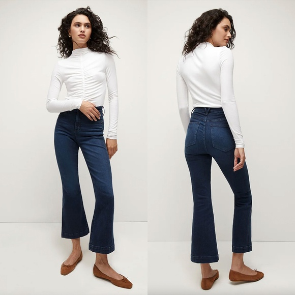 VERONICA BEARD JEANS | Soft-Stretch Theresa Ruched Turtleneck in White | Size S - Picture 1 of 9